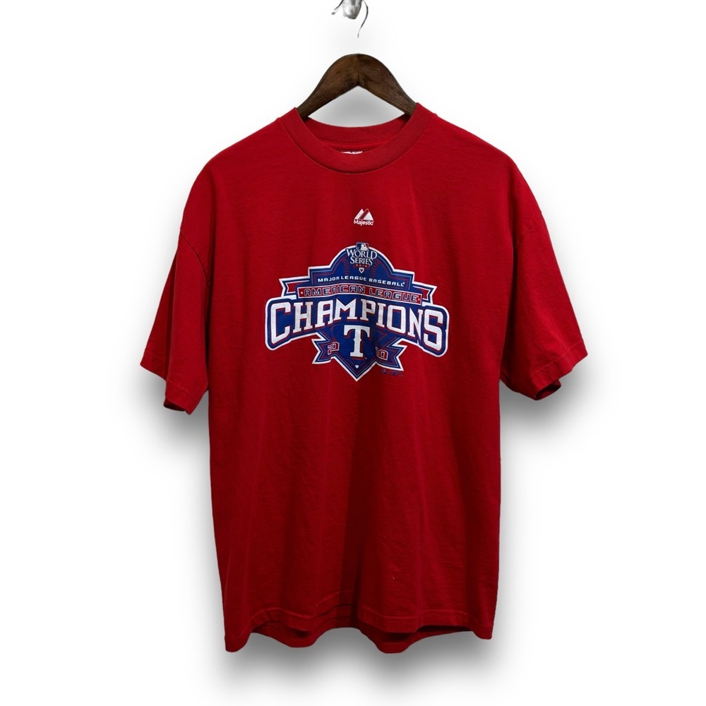 Texas Rangers 2010 World Series ALCS Champions Double Sided T Shirt XL 23 x 30